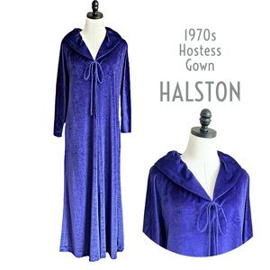 vintage Halston IV Dorian velour hostess dress caftan size large